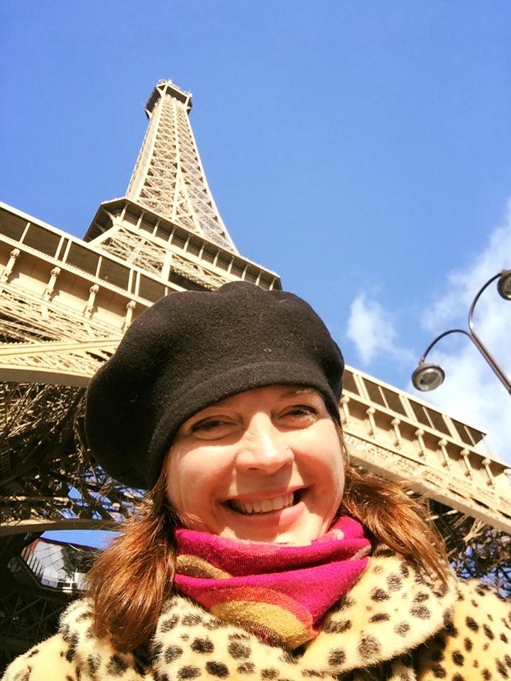 Amy at the Eiffel Tower.